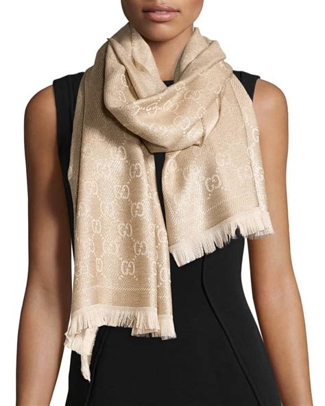 gucci shimmer stencil scarf black